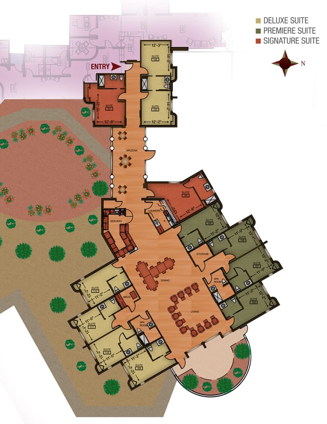 The floorplan for the Acacia Tucson Assisted Living Home